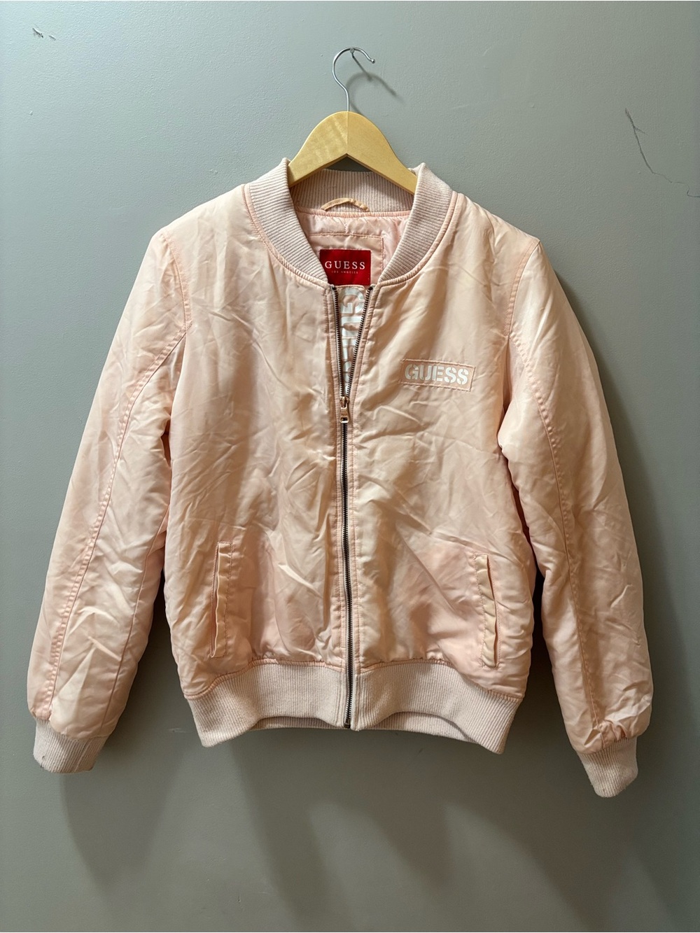 women’s guess pink bomber jacket size s